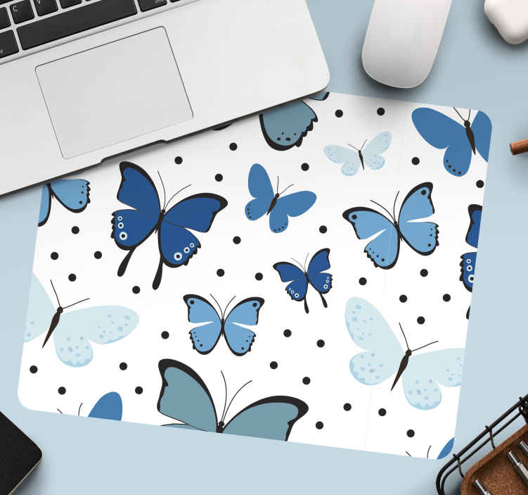 Alfombrillas de ratón originales Ala de mariposa negra y azul