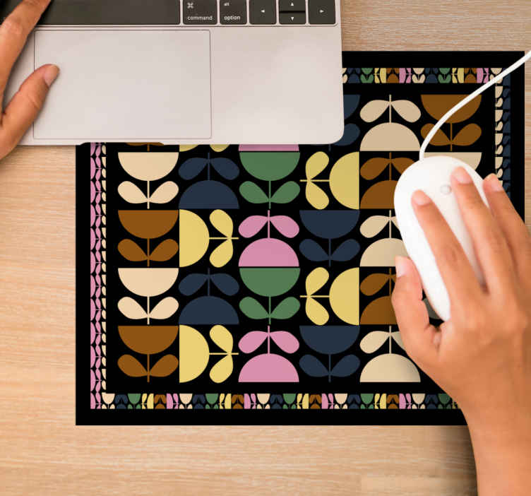 Tappetino per mouse con fiori colorati in tazza