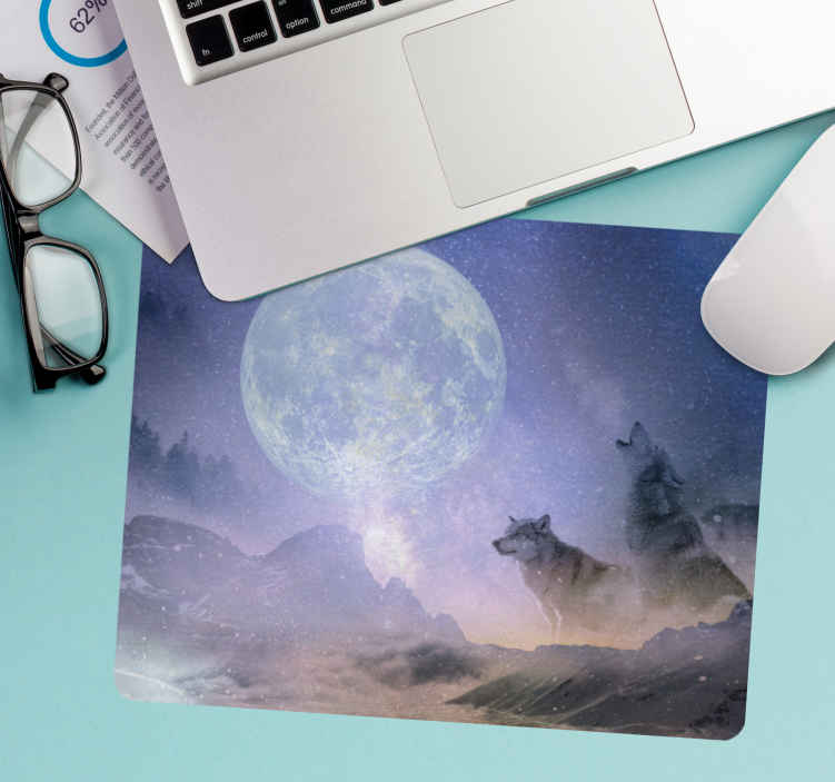 Mouse pad original lupi urlând la lună - TenStickers