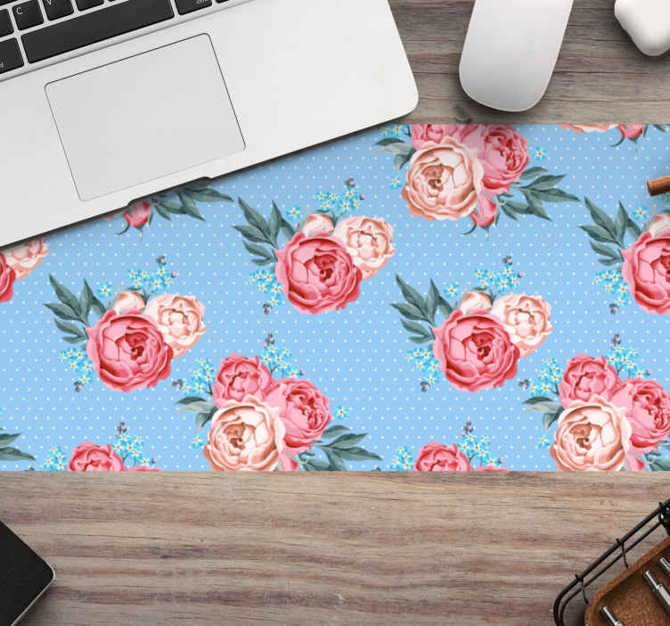 Mouse pad patterns floral blue background - TenStickers