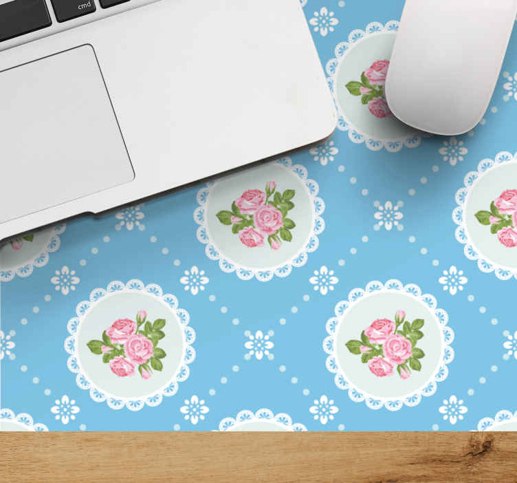 Blu shabby chic rosa motivo più tappetini mouse