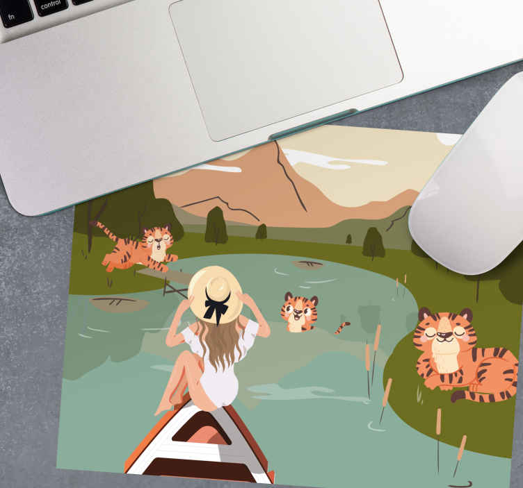 Alkuperäinen hiirimatto nainen nauttii luonnosta - Tenstickers
