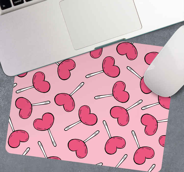 Mouse pad patterns heart lollipop design - TenStickers