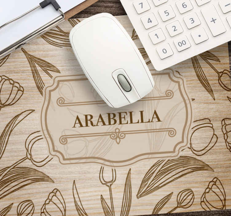 Muismat met naam hout tulp - TenStickers
