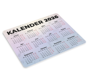 Mauspad mit kalender 2026 - TenStickers