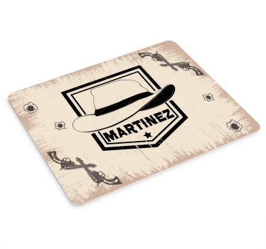 Alfombrilla ratón cowboy sombrero con nombre - TenVinilo