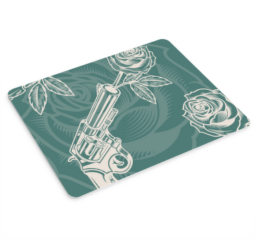 Cowboy revolver and rose mouse mat - TenStickers