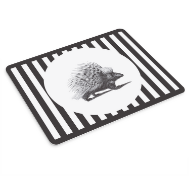 Svart og hvitt pinnsvin musematte - Tenstickers