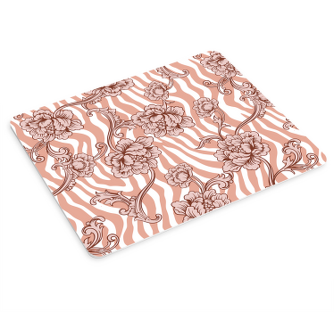 Beige sebra trykk med blomster musematte - Tenstickers