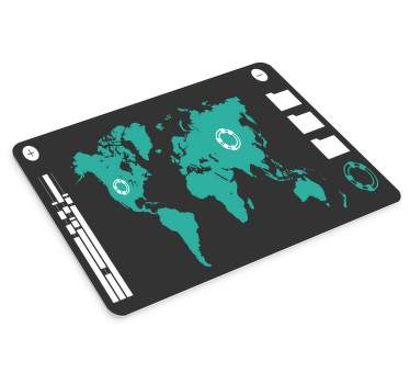 Grønt verdenskart med mapper gaming musematte - Tenstickers