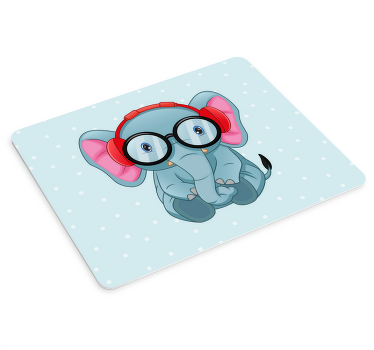 Elephant with glasses and headphones mousepad - TenStickers