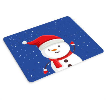 Alfombrilla raton original Muñeco de nieve con fondo azul - TenVinilo