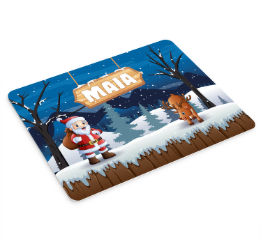 Kalėdų senelis ir elnių individualizuotas pelės kilimėlis - „Tenstickers“