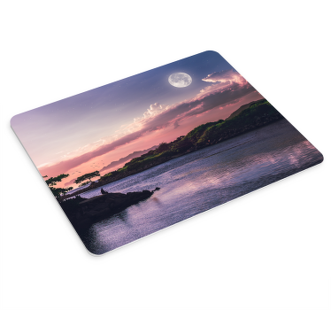 ピンクの空と月のオリジナルマウスパッド - TENSTICKERS