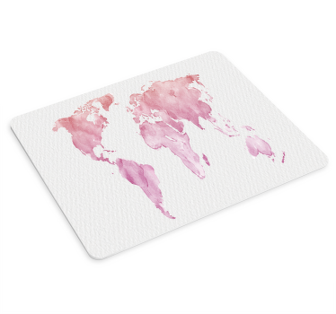 粉色水彩世界地图鼠标垫 - TenStickers