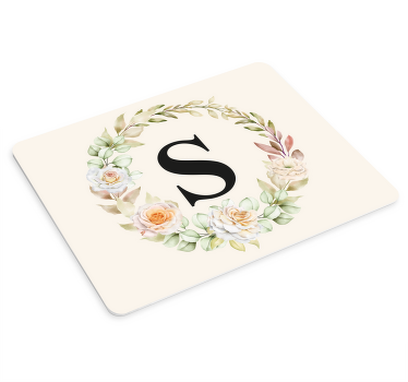 Alfombrilla raton con nombre Círculo de flores con la inicial del - TenVinilo