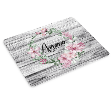 Alfombrilla raton con nombre Círculo de flores de acuarela con no - TenVinilo