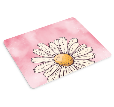 Tapetes de rato originais Flor branca fundo rosa - TenStickers