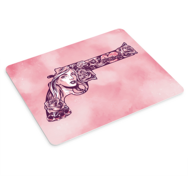 Pink revolver Tattoo original mouse pad - TenStickers