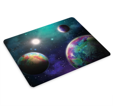 Kleurrijke kosmische bollen muismat wereldkaart - TenStickers