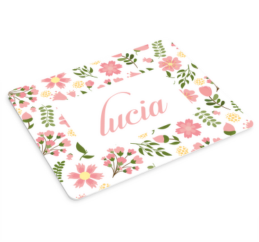 Alfombrilla raton con nombre Floral personalizado - TenVinilo