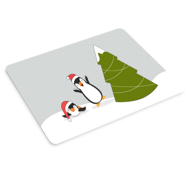 Penguins and Christmas Tree mousepad - TenStickers