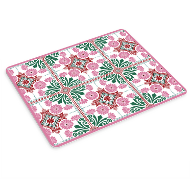 Alfombrilla de ratón texturas Azulejo rosa floral vintage - TenVinilo