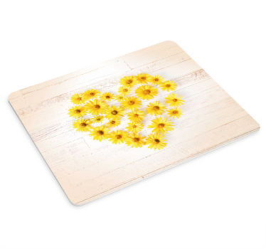 Ahşap doku orijinal fare altlığı üzerinde kalp papatya - TenStickers