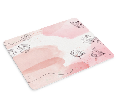 Blomster på pastel lyserød baggrund musemåtte - TenStickers