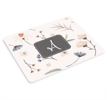 Tapis de souris nom initiale de monogramme floral - TenStickers