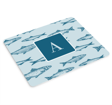 Tapetes de rato com nome Peixe inicial personalizado - TenStickers