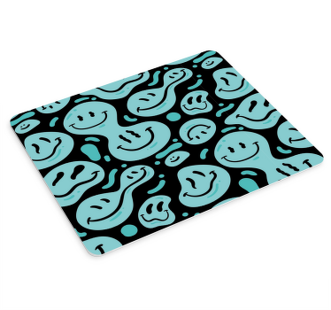 黒と青の笑顔の絵文字マウスパッド - TENSTICKERS