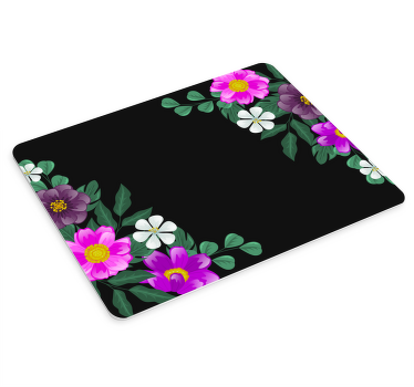 Alfombrilla ratón original Flores clásicas con fondo negro - TenVinilo