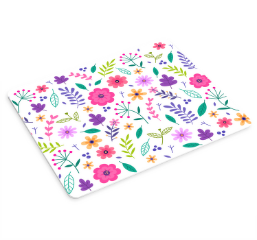 Tapetes de rato originais Flores coloridas com fundo branco - TenStickers