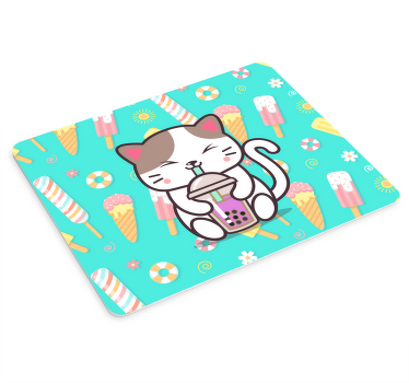 Sød kat med is original musemåtte - TenStickers