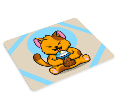 猫喝巧克力原装鼠标垫 - TenStickers