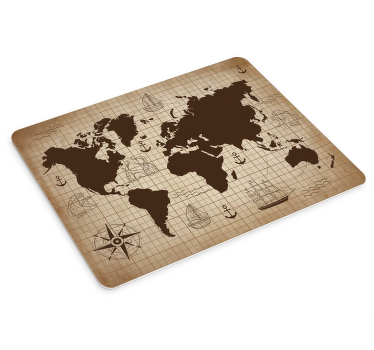 Vintage kort over verden musemåtte - TenStickers