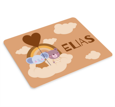 Alfombrilla ratón personalizable Globo beige con lindo oso y elef - TenVinilo