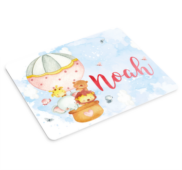 Tapetes de rato com nome Animais fofos voando em balões - TenStickers