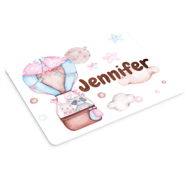 可爱的浣熊和兔子，带玫瑰踏板鼠标垫 - TenStickers