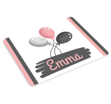 Alfombrilla ratón personalizable Globos rosados y grises con nomb - TenVinilo