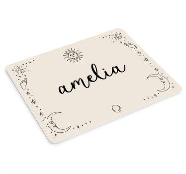 Navn beige baggrund personlig musemåtte - TenStickers