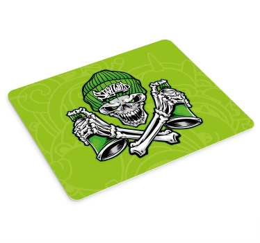 Green skull glasses graffiti mousepad - TenStickers