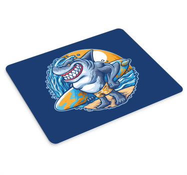 Surfboard shark cartoon  original mouse pad - TenStickers