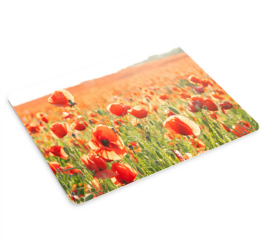 červené maky na slnečnom poli originálna podložka pod myš - Tenstickers