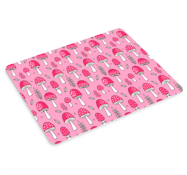 Classical mushrooms and plants on pink mousepad - TenStickers