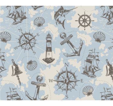 Tapetes de rato originais Padrão náutico vintage - TenStickers