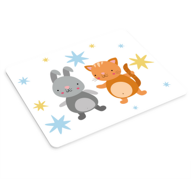 Iki mutlu küçük çizgi film hayvan fare altlığı - TenStickers