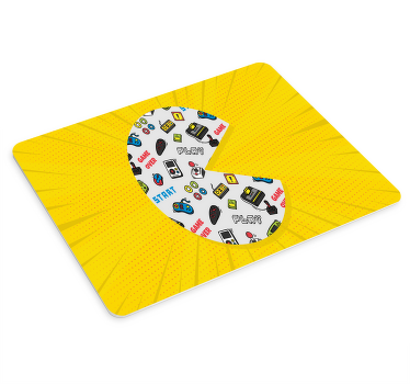 Yellow pacman game graphic  gaming mouse pad - TenStickers