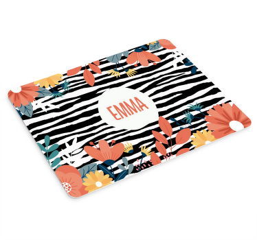 带花和命名鼠标垫的斑马图案 - TenStickers